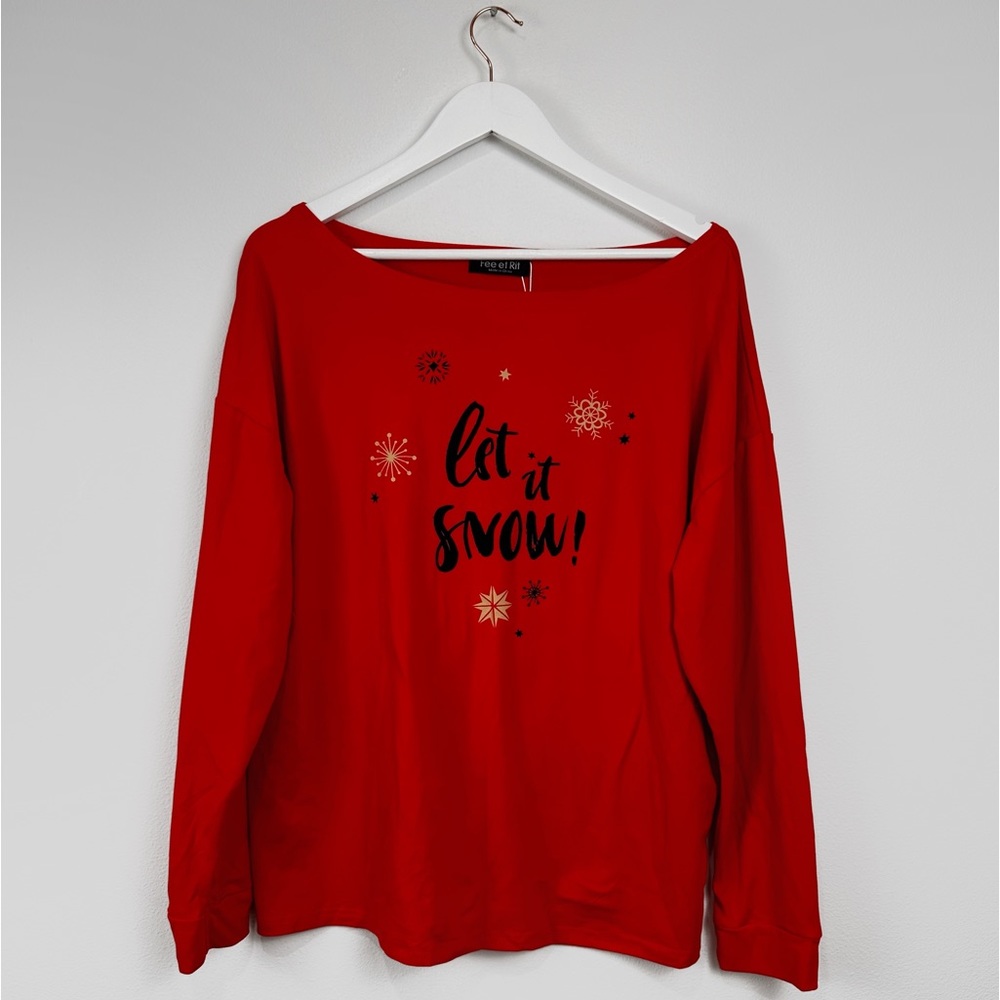 Matching Christmas Women’s Long Sleeve T-Shirt “Let It Snow” Set Of Two Holiday
